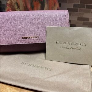 Burberry Mauve Leather Continental Wallet with COA and DustBag
